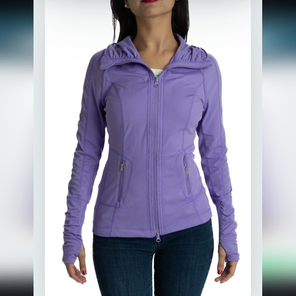 Zella Women's Sports Jacket - Lavender - Asymmetrical Closure and Hood SZ-SMALL